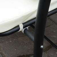 Outsunny Dondolo da Giardino 3 Posti Convertibile in Letto con Tetto Regolabile e Portabicchieri, Dondolo da Esterno in Acciaio e Poliestere, 200x120x164 cm, Crema(m-9)