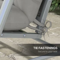 Outsunny Back and Seat Cushion Replacement with 2 Pillows, Patio Chair Cushions Set with Ties, Light Grey(m-5)