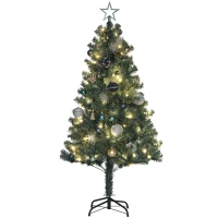 HOMCOM 5ft Pre-Lit Xmas Tree with Decorations, Green, Blue and Warm White(m-1)