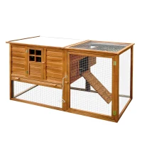 PawHut Gallinero Exterior Madera Jaula para Gallinas con Bandeja Corredor Caja Nido Techo Abatible Animales Pequeños Pollo 168x110.5x101.5cm(m-10)