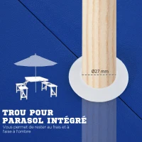 Outsunny Table de Camping Pique-Nique Pliante Portable en Plastique avec 4 sieges Bleu(m-5)