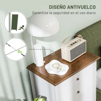 HOMCOM Cómoda de Dormitorio con 4 Cajones Diseño Anti-vuelco Cajonera para Salón Pasillo 60x40x98,5 cm Blanco y Roble(m-7)