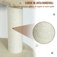 PawHut Albero Tiragraffi per Gatti Multi-livello, 2 Piattaforme, 1 Casetta e Corde in Juta, 61x41x96 cm, Beige(m-5)