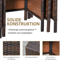 Outsunny Beistelltisch 3er Set Couchtisch Gartentisch Satztisch Balkontisch Polyrattan Braun 40x40x40/50x50x50/60x60x60 cm(m-5)