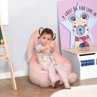 HOMCOM Fauteuil Enfant Lapin dim. 60L x 50l x 59H cm garnissage Moelleux Coton revêtement Peluche Douce Courte Rose(m-2)