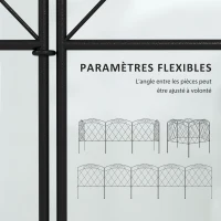 Outsunny Lot de 5 clôture de jardin décoratives, bordures en métal noir avec ornements pour parterre de fleurs - 305 x 80 cm noir(m-5)
