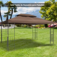 Outsunny Techo de Repuesto para Cenador 4x3 m Cubierta de Repuesto con Techo Doble 10 Orificios de Drenaje y Protección UV Toldo de Recambio para Pabellón Gazebo Marrón(m-2)
