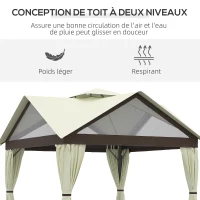 Outsunny Tonnelle de jardin tonnelle barnum double toit avec parois latérales amovibles cadre en acier 3,5 m x 3,5 m beige(m-4)