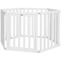 PawHut Parque para Mascotas Plegable de 6 Paneles 60x70 cm con Pies de Goma Antideslizantes y Forma Personalizable Blanco(m-10)