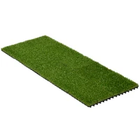 Outsunny Kunstrasen, naturgetreu, Drainagefunktion, 11 K Fasern/m², 25mm Höhe, 10-er Set je 30x30cm, Grün(m-1)