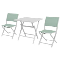 Outsunny Set da Giardino 3pz Pieghevoli in Alluminio con 2 Sedie 47x54x83 cm e Tavolo 70x70x72 cm, Verde(m-10)