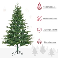 HOMCOM Weihnachtsbaum Christbaum, inkl. Standfuß, realistisches Aussehen, üppige Zweige, Grün 1,30 x 2 m, Grün(m-4)