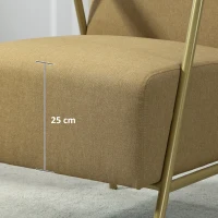 HOMCOM Butaca de Dormitorio con Reposabrazos Marco de Acero Dorado Estilo Moderno para Salón Dormitorio Marrón Claro(m-7)