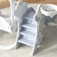 AIYAPLAY Portique enfant toboggan et balançoire avec panier de basket-ball aire de jeux 3 en 1 185 x 150 x 92 cm gris(m-8)