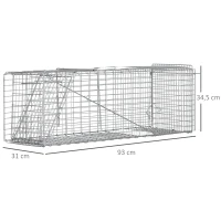 Outsunny Trampa para Animales Vivos Plegable 93x31x34,5 cm Jaula de Captura de Alambre con Puerta y Asa para Conejos Plata(m-3)
