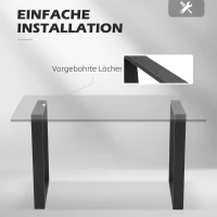 HOMCOM Tischbein-Set, 2 Stahlbeine, 72 x 60 cm, vorgebohrte Löcher, Industrial Design, Stahl, schwarz(m-4)