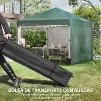 Outsunny Carpa Plegable Pop-up 3x3 m con 2 Paredes Laterales Anti-UV Altura Ajustable Sacos de Arena y Bolsa de Transporte Verde(m-8)
