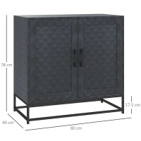 HOMCOM Modern Sideboard, Freestanding Sideboard Storage Cabinet with Adjustable Shelf and 2 Doors for Living Room, Black(m-3)