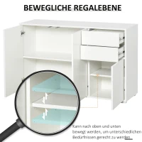 HOMCOM Standschrank Aufbewahrungsschrank Mehrzweckschrank Aktenschrank Kommode 2 Schublade 3 Türen E1 Spanplatte Weiß 117 x 36 x 74 cm(m-5)