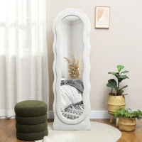 HOMCOM Wavy Velvet-Feel Full Length Mirror - White(m-7)