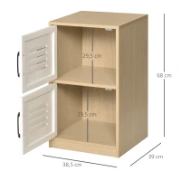 HOMCOM Caisson de bureau rangement bureau 2 portes métal blanc dim. 38L x 39I x 68H cm panneaux particules bois clair(m-3)