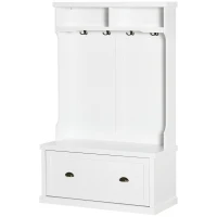 Aosom Garderobe im Vintage-Design mit Sitzbank 2 Regale MDF Weiß(m-10)