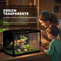 PawHut Terrario per Tartarughe di Terra e Rettili con Termometro 18-34℃, 60x40x40.5 cm, Nero(m-4)