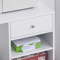 Vinsetto Druckertisch, Druckerständer, Bürowagen, Rollwagen mit Schublade+2 Ablagen+CPU-Ständer, Spanlatte, Weiß, 60 x 40 x 68,5 cm(m-7)
