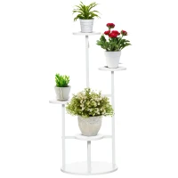 Outsunny 5 Tiered Plant Stand, Corner Plant Shelf, Multiple Flower Pot Holder Storage Organizer w/ Anti-tip Strap for Indoor Outdoor Porch Balcony Living Room Bedroom(m-1)