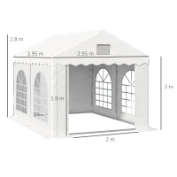Outsunny 3 x 4 m Marquee Gazebo with Sides, Party Tent Canopy & Carport Shelter for Outdoor Event, Wedding, White(m-3)