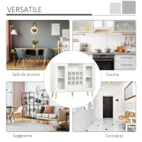 HOMCOM Credenza Moderna da Cucina con Cantinetta Vini 12 Bottiglie, Cassetto e Armadietti in Legno 100x33x80cm Bianco(m-7)