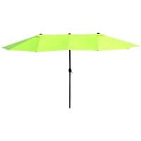 Outsunny Doppelsonnenschirm 455 x 270 cm Gartenschirm mit Handkurbel oval stabil Metallstange Marktschirm Doppelsonnenschirm Terrassenschirm Sonnenschutz für Strand Balkon Terrasse Garten Grün(m-11)