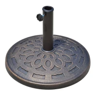 Outsunny 14kg Round Garden Parasol Base Holder Decorative Resin Market Umbrella Stand with Adjustable Coupler, Bronze(m-1)