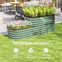Outsunny Two-Tier Galvanised Steel Garden Planter - Light Green(m-5)