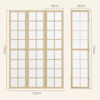 HOMCOM Biombo Plegable de 3 Paneles Separador de Ambientes para Sala de Estar Dormitorio y Oficina 120x170 cm Madera y Blanco(m-3)