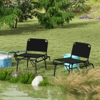 Outsunny Set da 2 Sedie Pieghevoli Multifunzione da Campeggio, Telaio in Metallo e Tessuto Oxford, Nero(m-2)