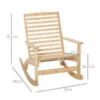 Outsunny Garten Schaukelstuhl Relaxsessel Gartenstuhl Schaukelsessel Bambus Sperrholz Natur 70 x 100 x 95,5 cm(m-3)