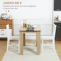 HOMCOM Juego de 2 Sillas de Comedor Blancas Silla de Cocina con Respaldo de Listones Marco de Madera de Pino 41x46,5x85,5 cm(m-4)