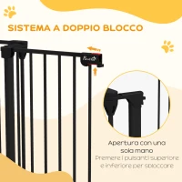PawHut Cancelletto per Cani Taglia Media a 3 Pannelli con Doppio Sistema di Blocco, 206x90cm, Nero(m-5)
