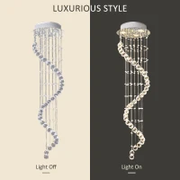 HOMCOM Modern Crystal Chandelier Ceiling Light Pendant Lamp Chrome Finish Glass Droplets New, Ф30 x 120cm(m-5)