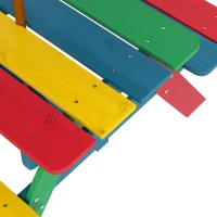 Outsunny Wooden Kids Table and Chair Set with Removable Parasol, for Ages 3-6 Years - Multicoloured(m-8)