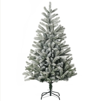 HOMCOM Árbol de Navidad Nevado Artificial 150 cm con 521 Ramas PVC y PE Base Plegable y Soporte de Metal Verde y Blanco