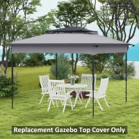 Outsunny Pop up Gazebo Cover, 2-Tier Gazebo Roof Replacement for 3.25m x 3.25m Frame, 30+ UV Protection, Grey(m-7)
