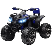 HOMCOM Quad Elettrico per Bambini 3-5 Anni a 12V con Fari e Pedale, in PP e Metallo 100x65x73 cm, Blu(m-10)