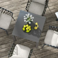 Outsunny Table de jardin rectangulaire extensible jusqu'à 6 personnes en aluminium dim. 80/160L x 80l x 75H cm gris anthracite(m-7)