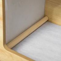 PawHut Caseta para Perros de Madera Cama de Interior para Cachorros con Comedero 2 Cuencos de Acero Inoxidable y Cojín Suave Desenfundable 62x40x54 cm Roble y Gris(m-9)