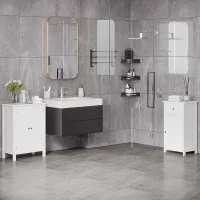 kleankin Armario de Baño con 1 Cajón 1 Puerta y Estante Ajustable Interior Mueble Auxiliar de Almacenaje 43x34x77 cm Blanco(m-4)