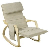 HOMCOM Rocking Lounge Chair Recliner Relaxation Lounging Relaxing Seat with Adjustable Footrest, Side Pocket and Pillow, Khaki(m-11)