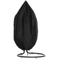 Outsunny Hängesessel Abdeckung Wasserdicht Winddicht Schutzhülle mit Reißverschluss 210D Oxford Abdeckhauben für Hängekorb Schwingsessel Hängestuhl Ø115 x 190H cm Schwarz(m-10)