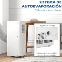 HOMCOM Aire Acondicionado 9000 BTU 960 W con Pantalla LED Control Remoto Temporizador para 12-20 m² 30x34x69,4 cm Blanco(m-6)